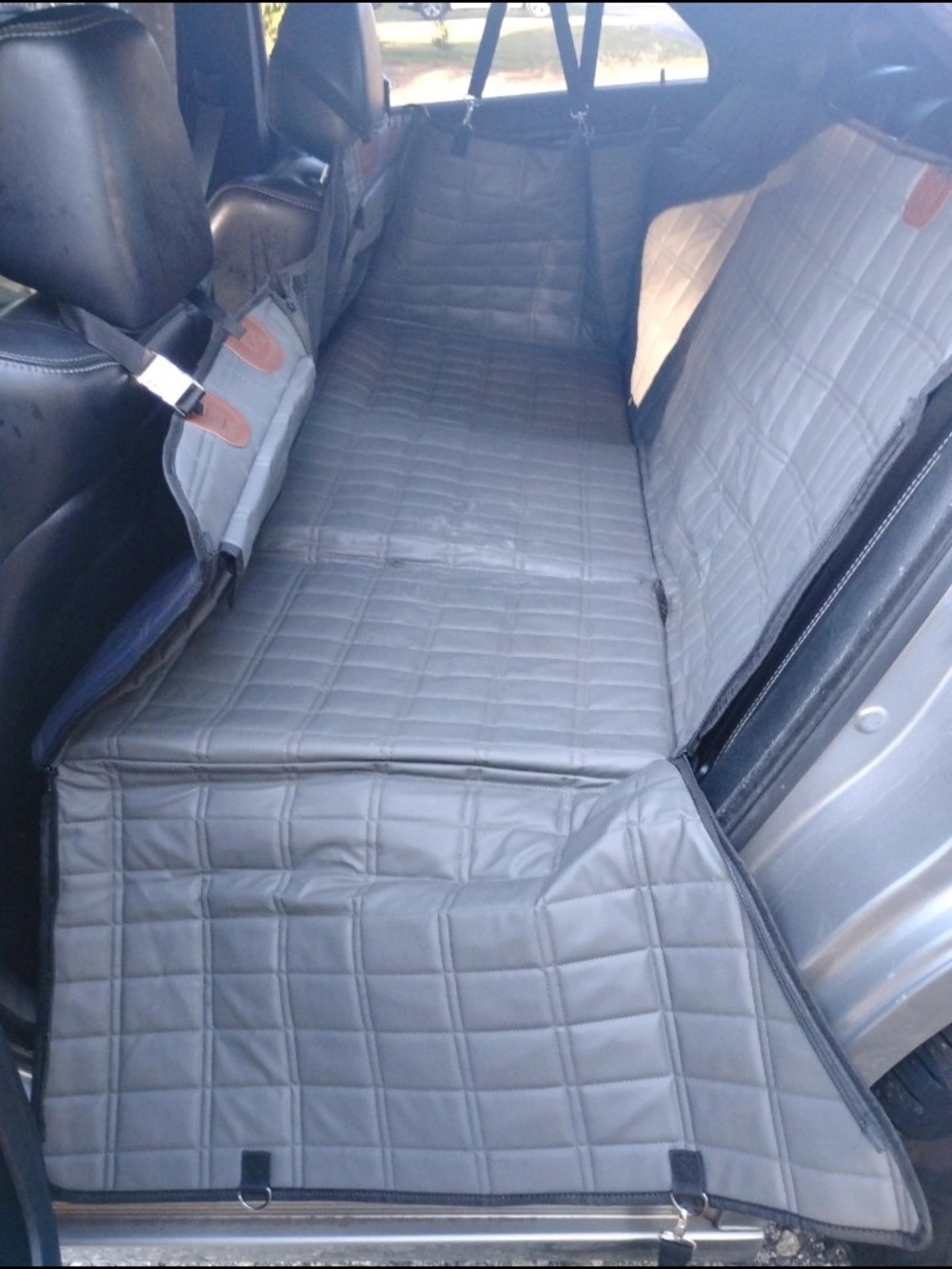 Universal Gray Quilted Dog Seat Cover - Rear Bench Protector